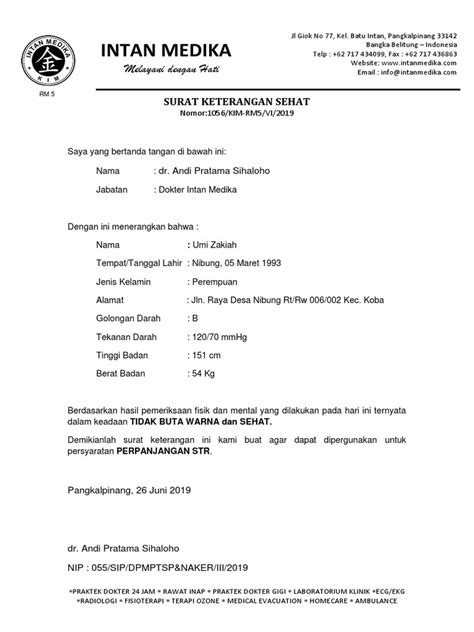 Surat Keterangan Sehat Umi Pdf