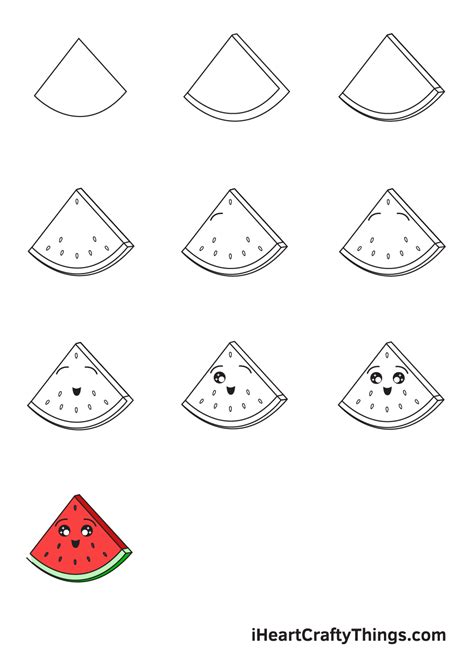 Watermelon Drawing - How To Draw A Watermelon Step By Step