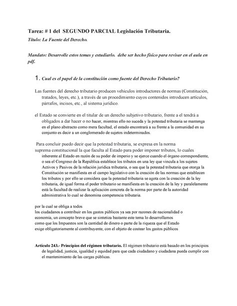 Tarea 1 del Segundo Párcial Legislación Tributaria Tarea 1 del