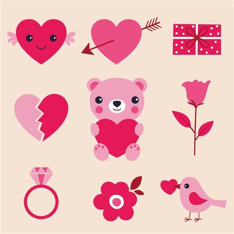 Premium Vector | Valentine's day symbols and decorative elements set