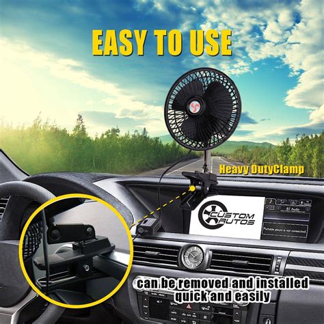 VaygWay 12V Car Oscillating Fan- Clip On Portable Vehicle Fan- Truck RV ...