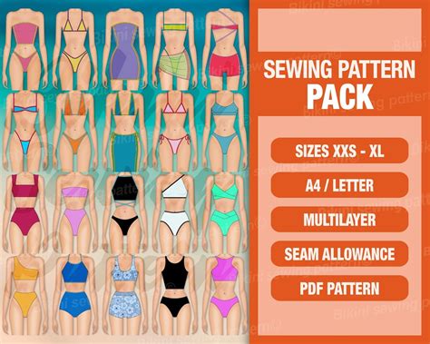 Bikini Pattern PDF Sewing Pattern Swimsuit Pattern PDF Swimsuit