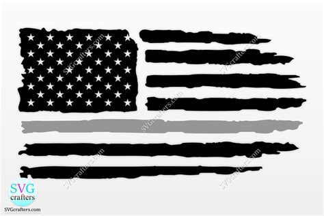 American Distressed Flag Thin Grey Line Graphic By RuyaTreasures