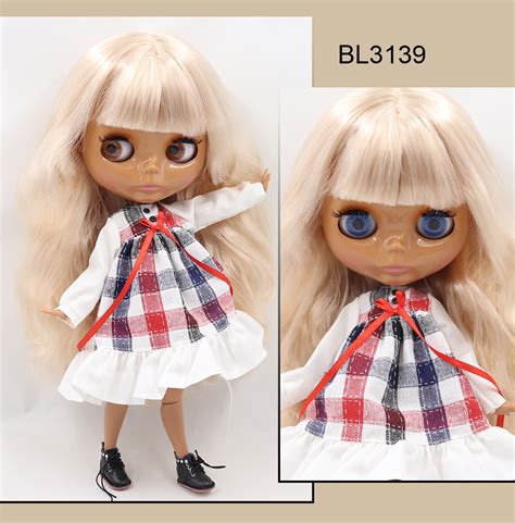 Neo Blythe Doll With Blonde Hair Dark Skin Shiny Cute Face Custom