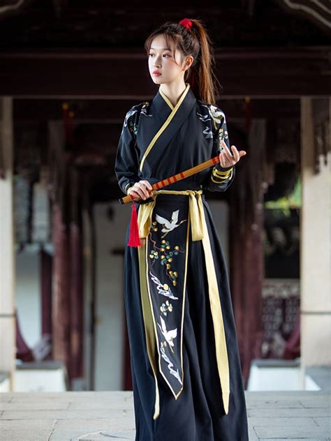 Ancient Chinese Outfit Black Martial Arts Styles Hanfu Unisex - Fashion ...