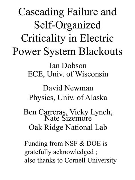 PPT Cascading Failure And Self Organized Criticality In Electric