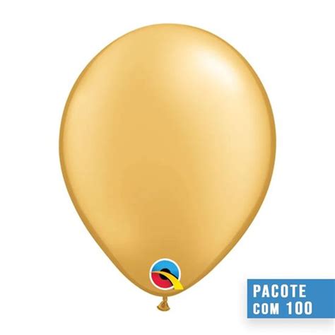 Balão Qualatex 9 Redondo Ouro Liso Látex Embalagens Da 25