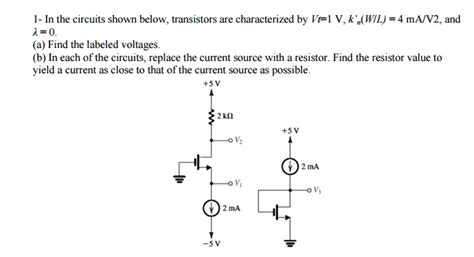 Solved In The Circuits Shown Below Transistors Are Characterized By Vt 1 V K 4 Mav2