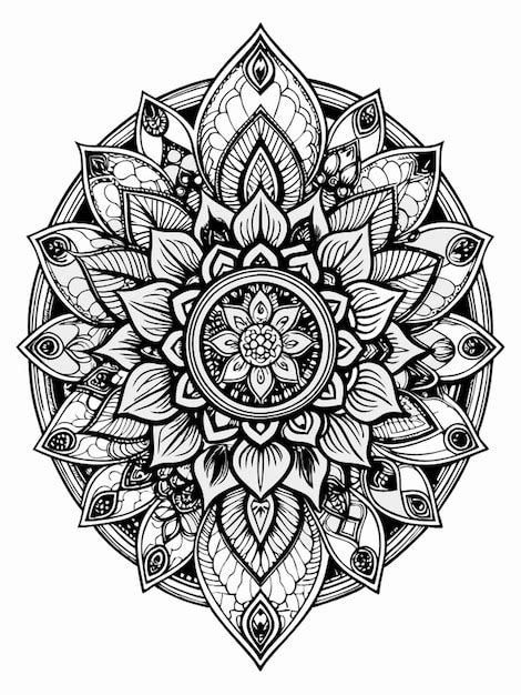 Blumen Zentangle Malseite F R Erwachsene Schwarz Wei Schwarze