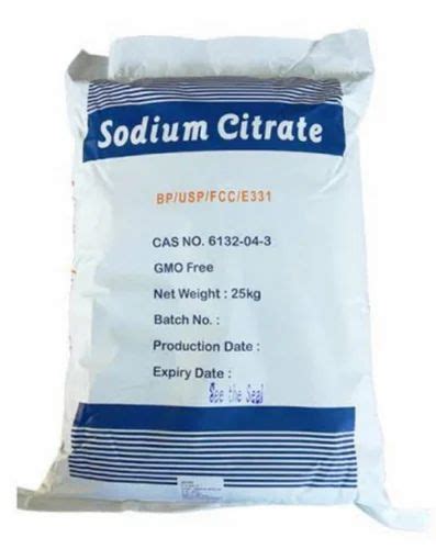 Kg Food Grade Sodium Citrate G Cm Packaging Type Bag At Rs