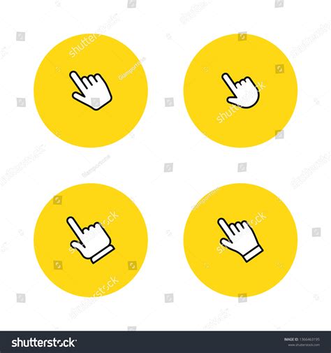 Set Hand Clicking Icons Click Finger Stock Vector Royalty Free