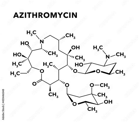 Azithromycin Antibiotic Structural Chemical Formula On White Background