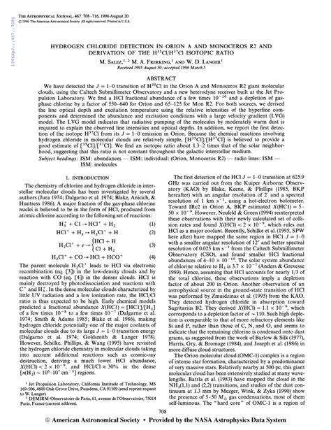 Pdf Hydrogen Chloride Detection In Orion A And Monoceros R And