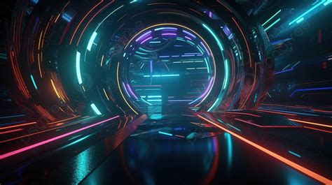 Video Of A Futuristic Tunnel With Neon Lights Background 3d Modern