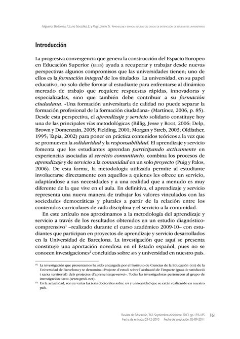 SOLUTION Aprendizaje Y Servicio Estudio Del Grado De Satisfacci N De