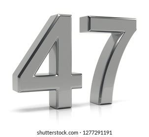 Silver Number 47 Isolated On White Stock Illustration 1277291191