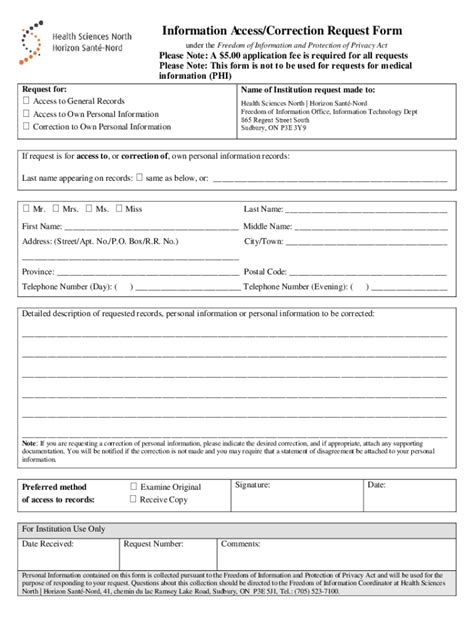 Fillable Online Information Access Correction Request Form Freedom Of