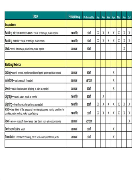 Preventive Maintenance Excel Template