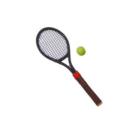 Dollhouse Tennis Ball And Racket With Leather Wrapped Handle Artisan