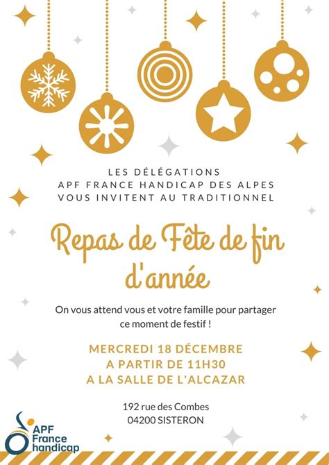 Repas de fête de fin d année APF France handicap Hautes Alpes