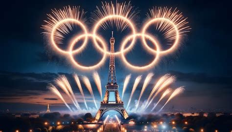 Spectaculair Vuurwerk In De Vorm Van Olympische Ringen Boven De