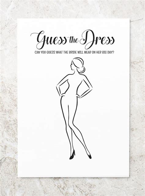 Guess The Dress Printable Bridal Shower Games Bridal Shower Games