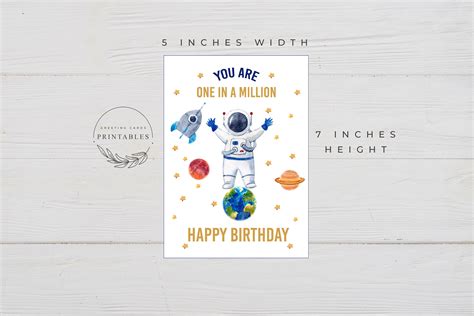 Outer Space Birthday Card Digital Download Happy Birthday Etsy