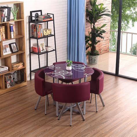 Wholesale Dining Room Furniture Steel Legs Dining Table Set With Glass