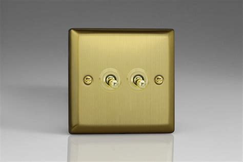 Varilight Urban Brushed Brass 2 Gang 10a 1 Or 2 Way Toggle Switch Switch Socket And Supplies