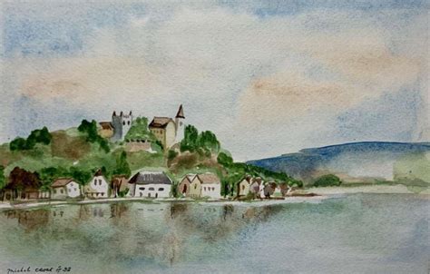 Village Sur Le Rhin Peinture Aquarelle Par Michel Croze