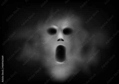 Scary face ghost on dark background Stock Vector | Adobe Stock