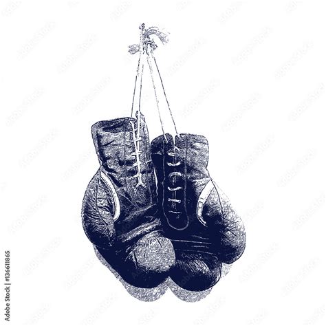 Vintage Boxing Gloves Vector Illustration Stock Vector | Adobe Stock