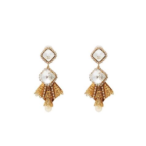 Antique Gold Crystal Drop Clip Earring Parallel