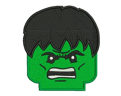 Hulk Lego Head Machine Filled Embroidery Instant Digital