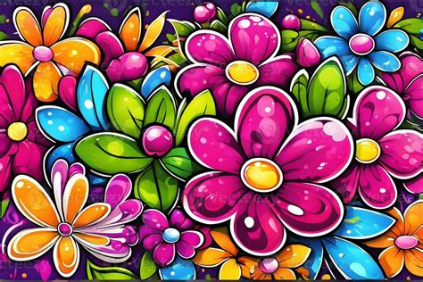 Flower Graffiti Wallpaper, Graffiti Background, Floral Graffiti Pattern ...