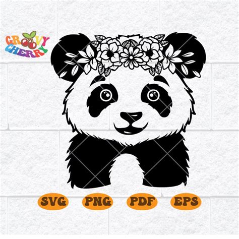 Floral Panda Svg Cute Animal Svg Cute Baby Panda Png Panda With