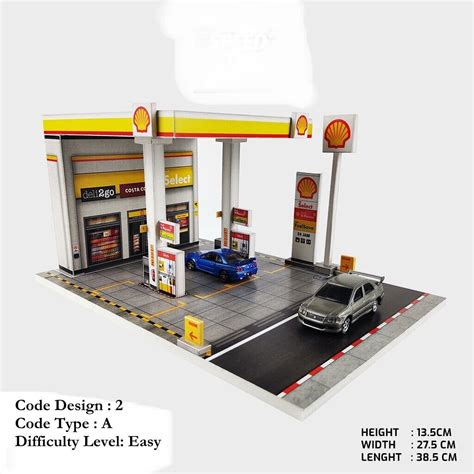 1 64 Scale Petrol Station Gas Station Paper Diorama Building Kits For