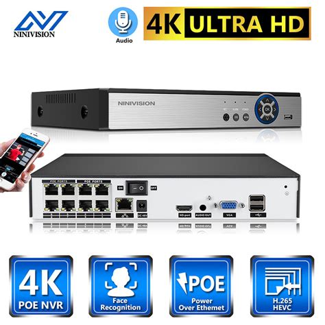 NINIVISION 8CH 4K POE NVR With 8 Port CCTV Network Video Recorder