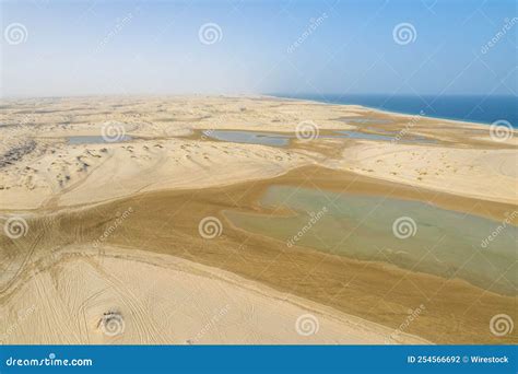 Aerial View of the Sealine Desert and Sand Dunes in Qatar Stock Photo ...