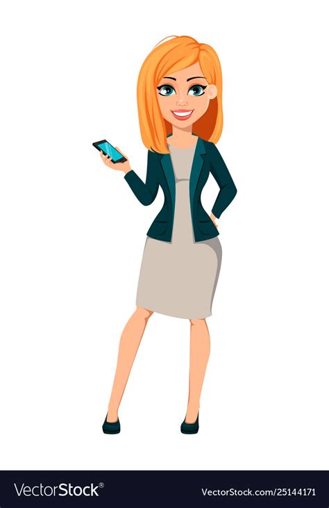 Cartoon Character Businesswoman With Blonde Hair Vector Image