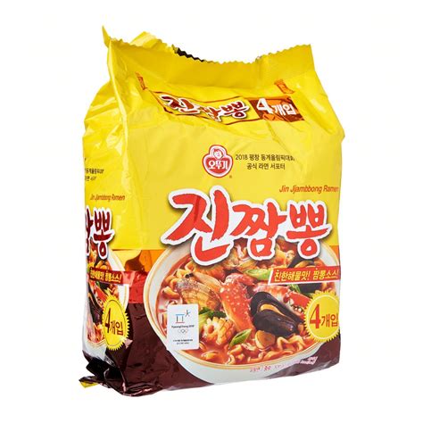 Ottogi Korean Jin Jjambong Seafood Spicy Instant Ramen Noodles 4s