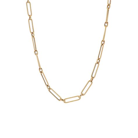 14K Yellow Gold Textured Paperclip Link Necklace Josephs Jewelers