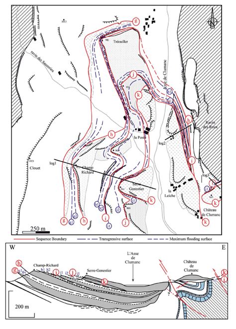 A B A Map Of The Major Surfaces In The Conglomérats De Clumanc