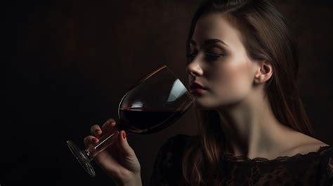 Premium Photo A Woman Drinking A Glass Of Red Wine