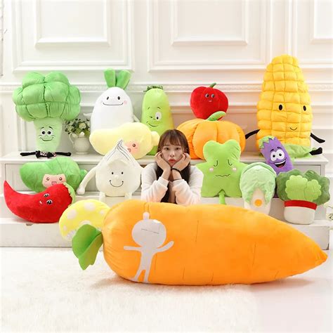 Cute Cartoon Vegetable And Fruit Plush Toy Soft Doll Stuffed Carrot Cushion Corn Cabbage Pepper