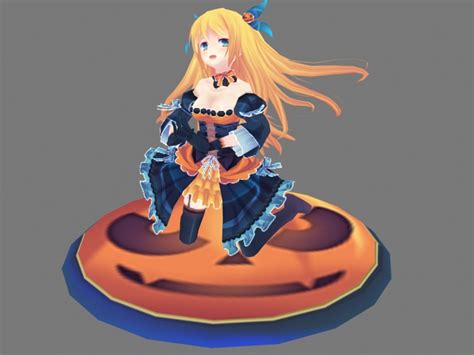 Anime Girl Character 3d Model 3ds Max Files Free Download Modeling