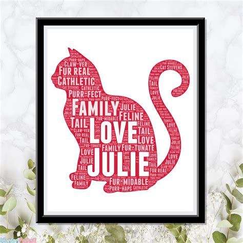 Personalized Cat Gifts, Cute Cat Lovers Gifts, Wordle Art Wall Room ...