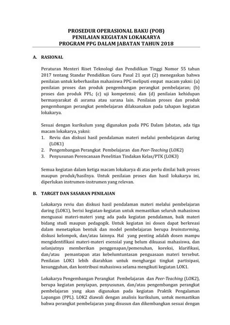 PDF PROSEDUR OPERASIONAL BAKU POB PENILAIAN KEGIATAN Ppg Fkip