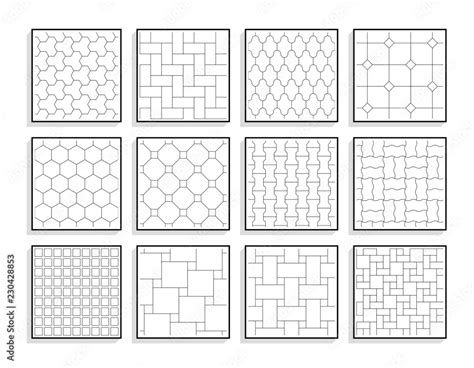 Set of seamless pavement textures. Black and white floor tiles Stock Vector | Adobe Stock