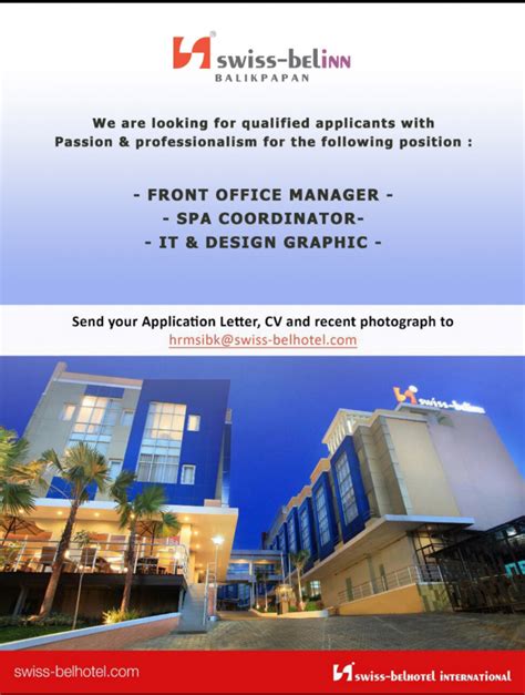 Swiss Belinn Balikpapan Hhrma Hotel Job Vacancy Indonesia